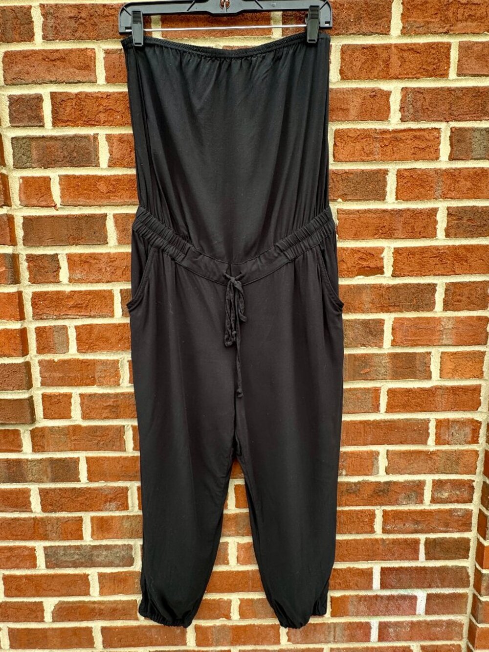 Mudd Cropped Jumpsuit Jrs Large Black Strapless Minimalist